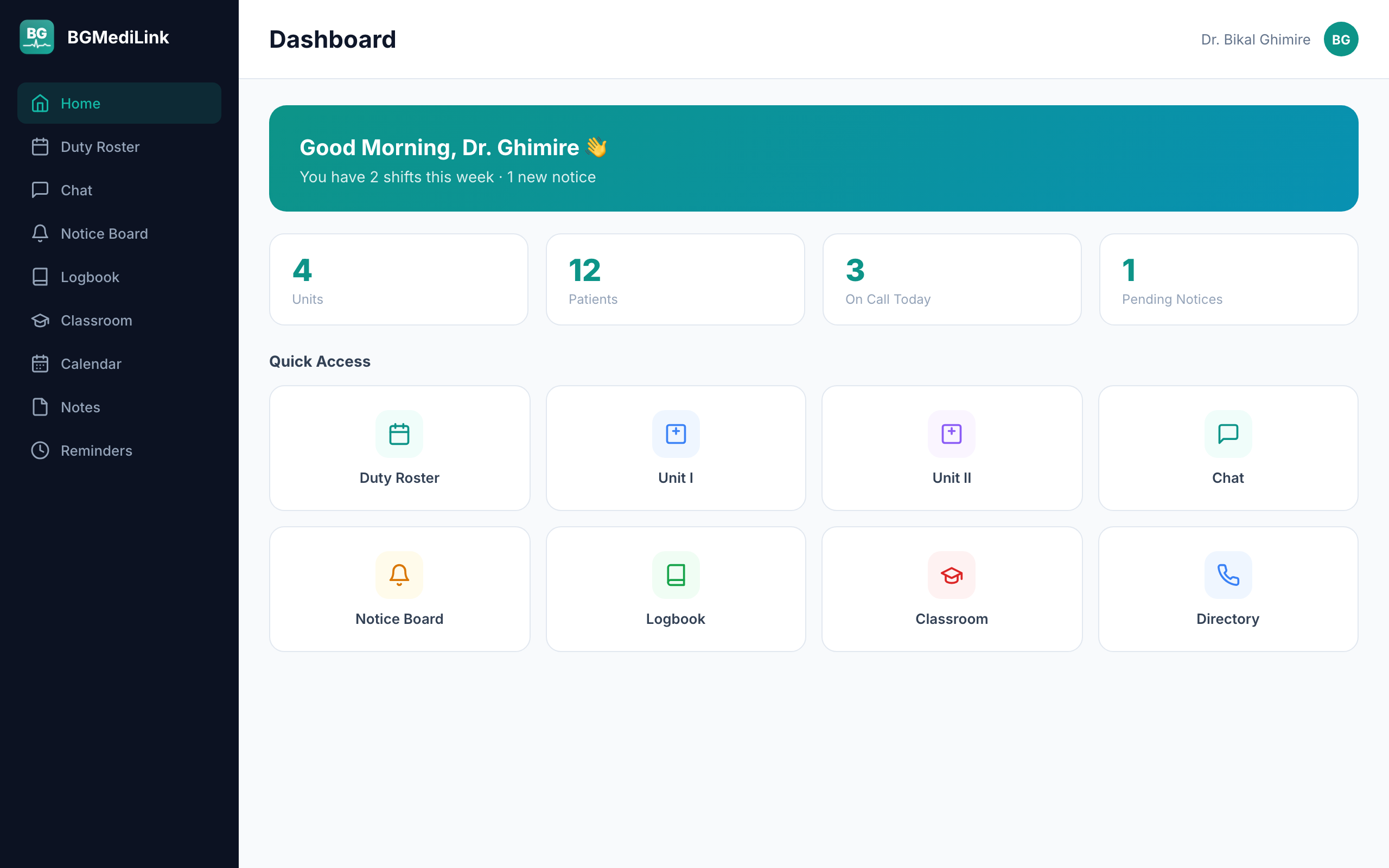 BGMediLink Dashboard